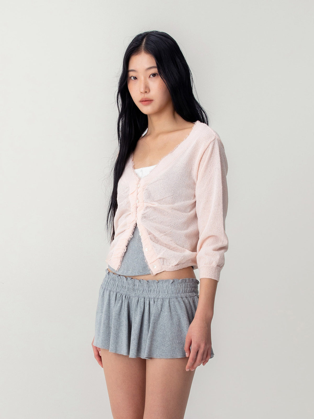 SHERBET V-NECK FRINGE CARDIGAN