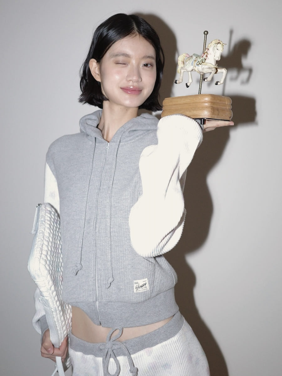 CONTRAST DREAMY WAFFLE HOODIE