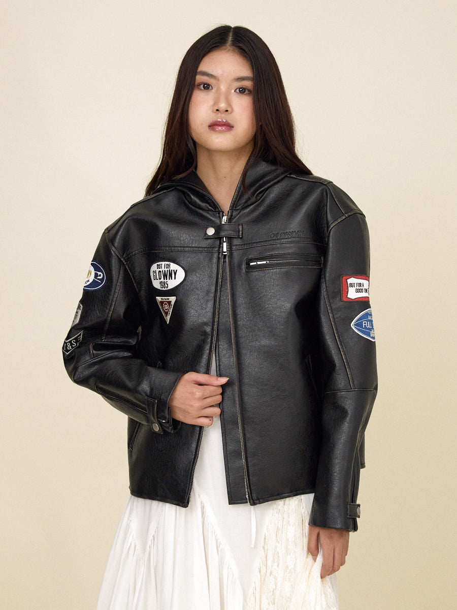 RACER HOODED LEATHER JACKET