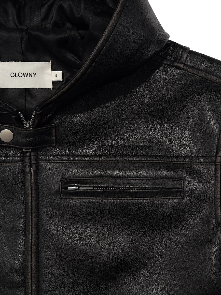 RACER HOODED LEATHER JACKET