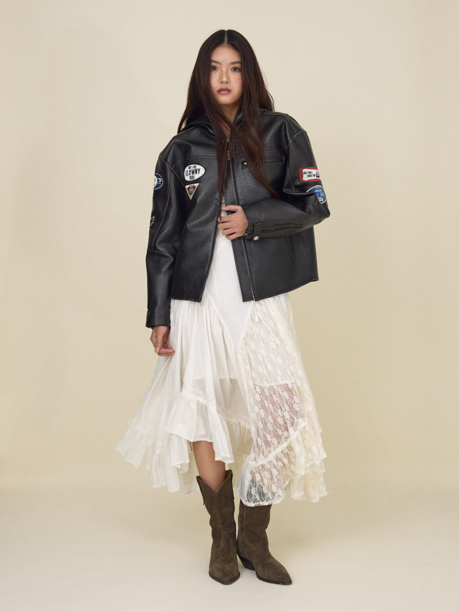 RACER HOODED LEATHER JACKET
