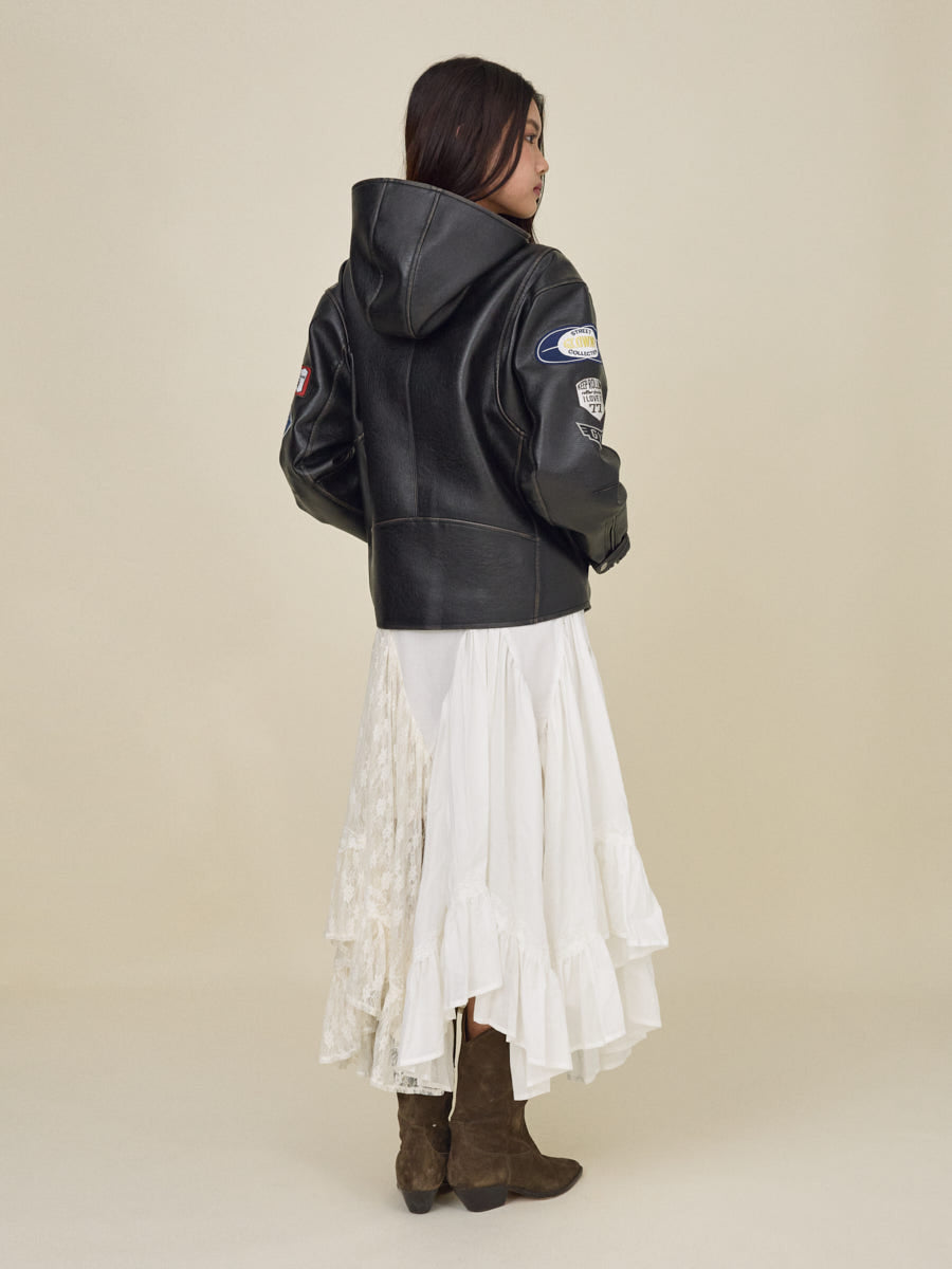 RACER HOODED LEATHER JACKET