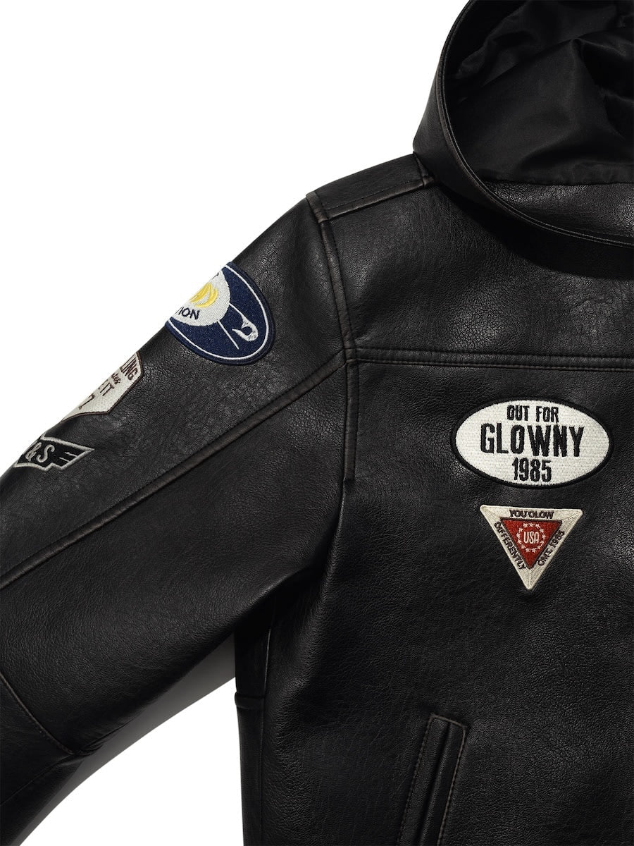 RACER HOODED LEATHER JACKET