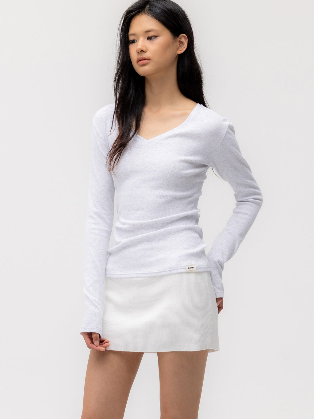 G CLASSIC V-NECK RIB LONG SLEEVE