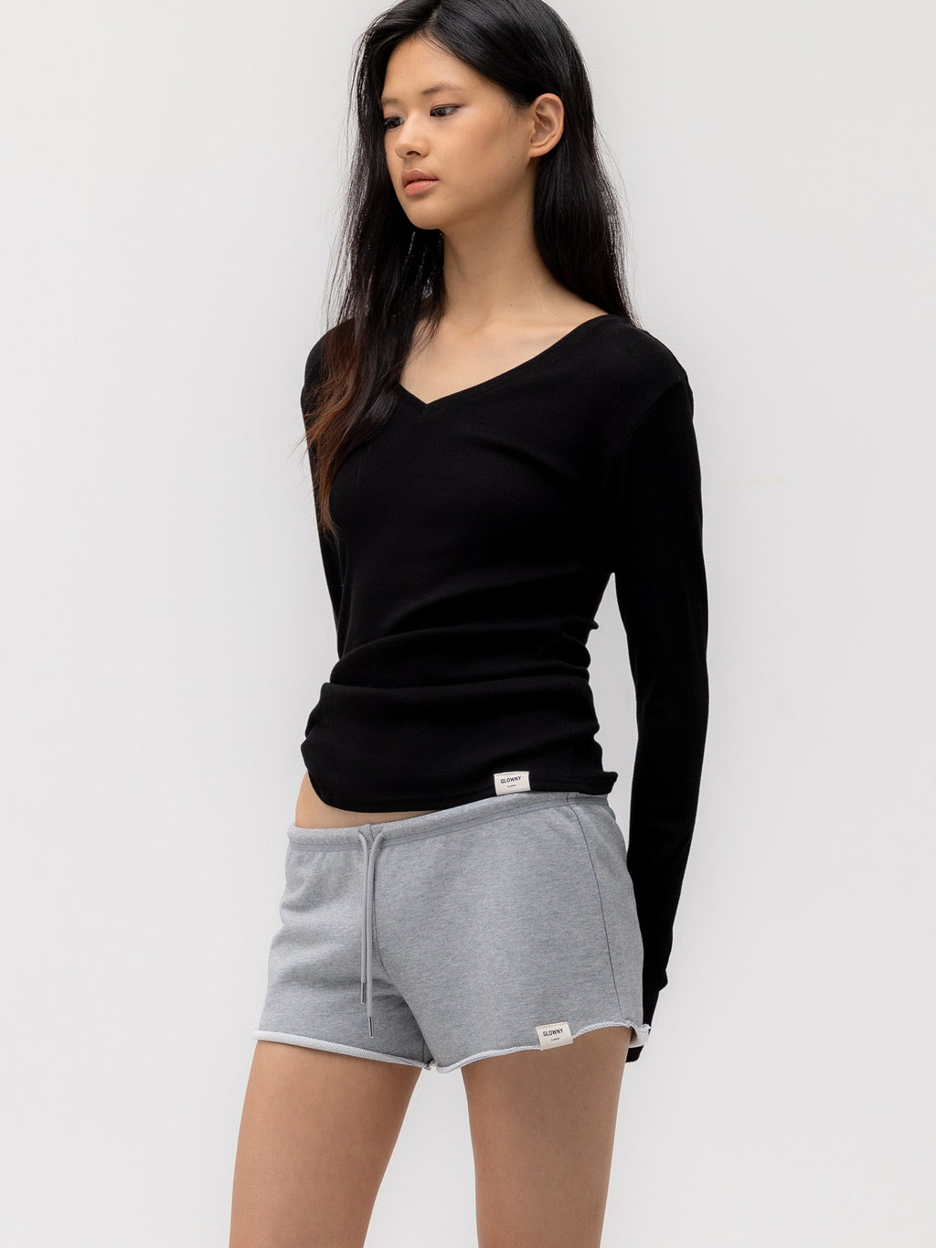 G CLASSIC V-NECK RIB LONG SLEEVE