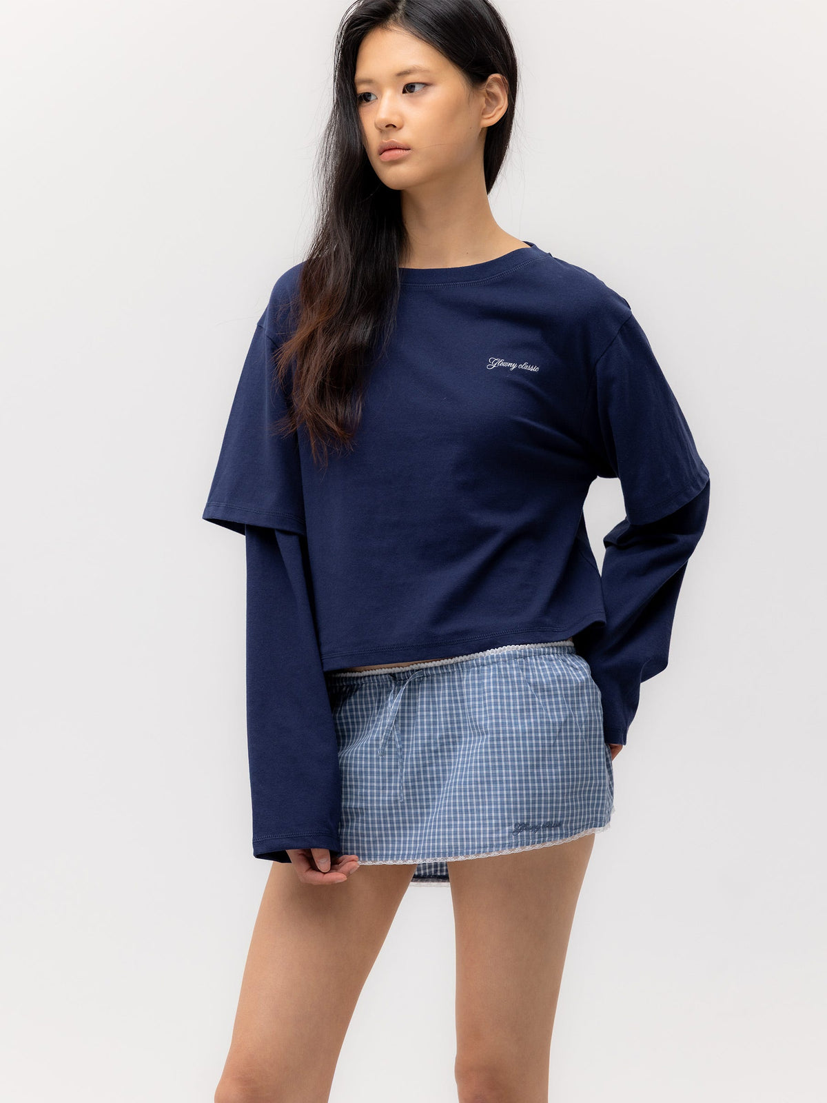 G DOUBLE SLEEVE LETTER TEE