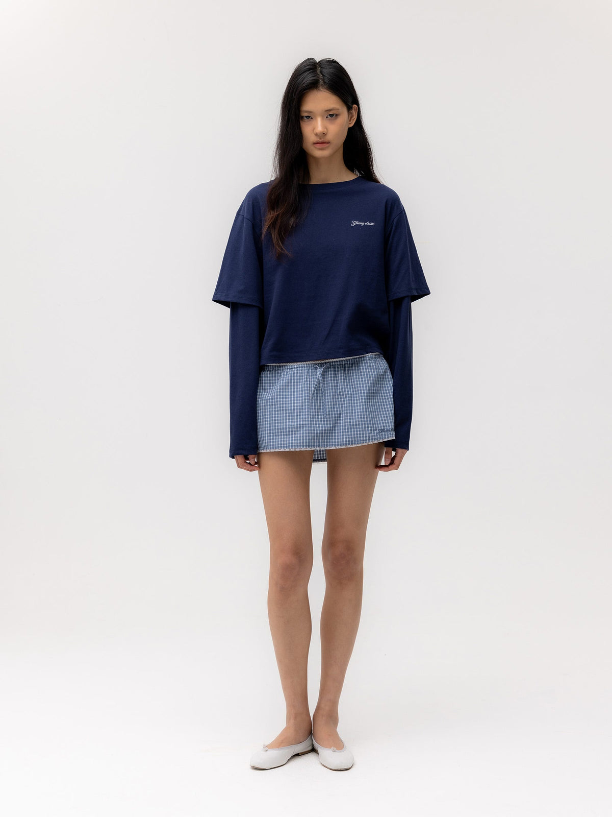 G DOUBLE SLEEVE LETTER TEE