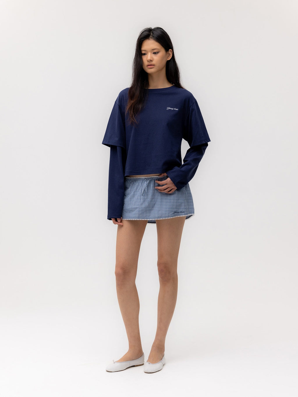 G DOUBLE SLEEVE LETTER TEE