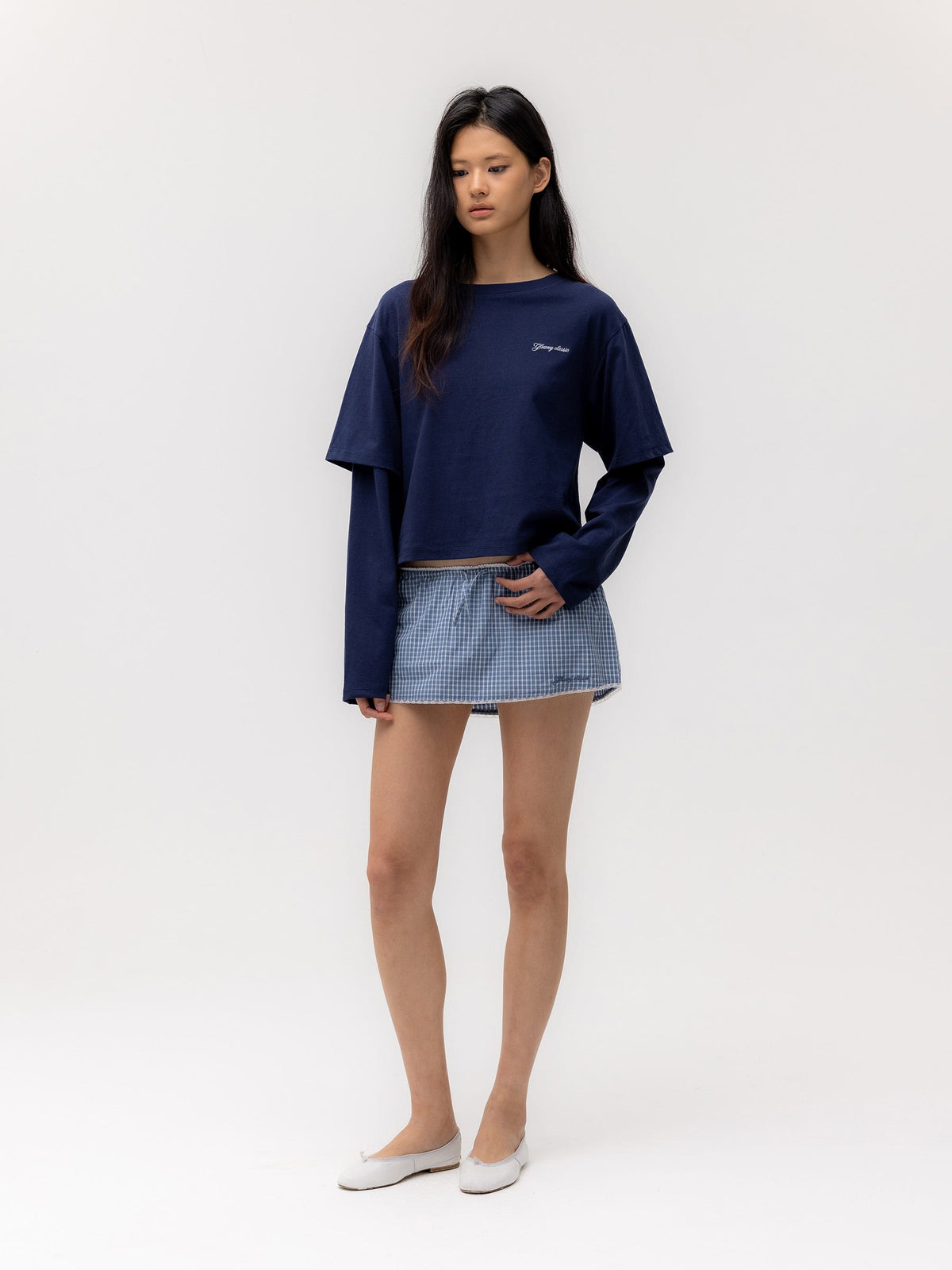 G DOUBLE SLEEVE LETTER TEE