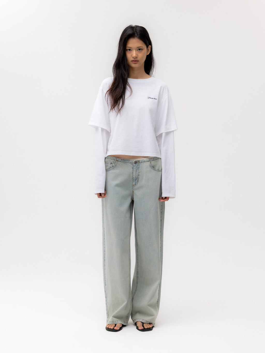 G DOUBLE SLEEVE LETTER TEE