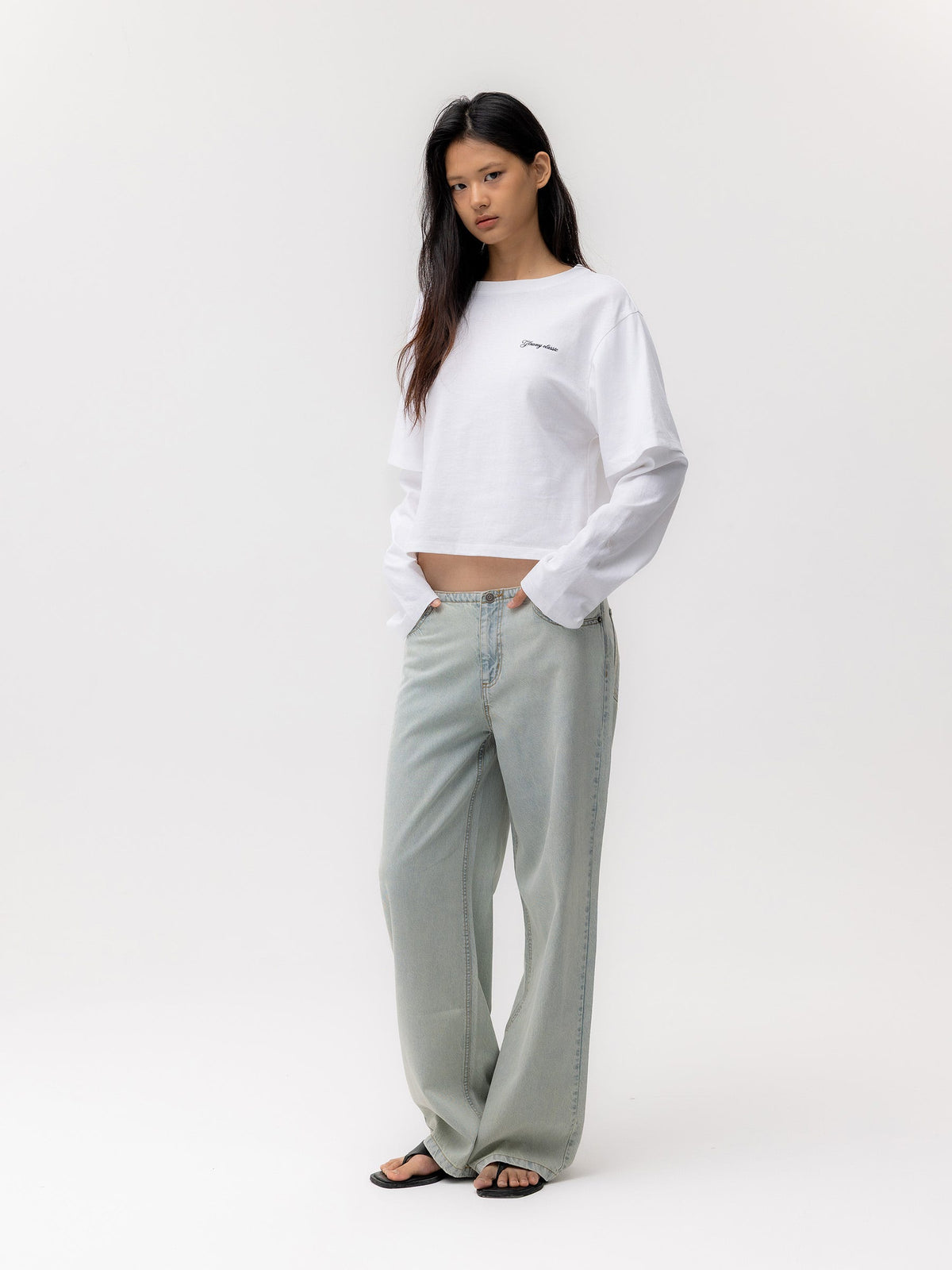 G DOUBLE SLEEVE LETTER TEE