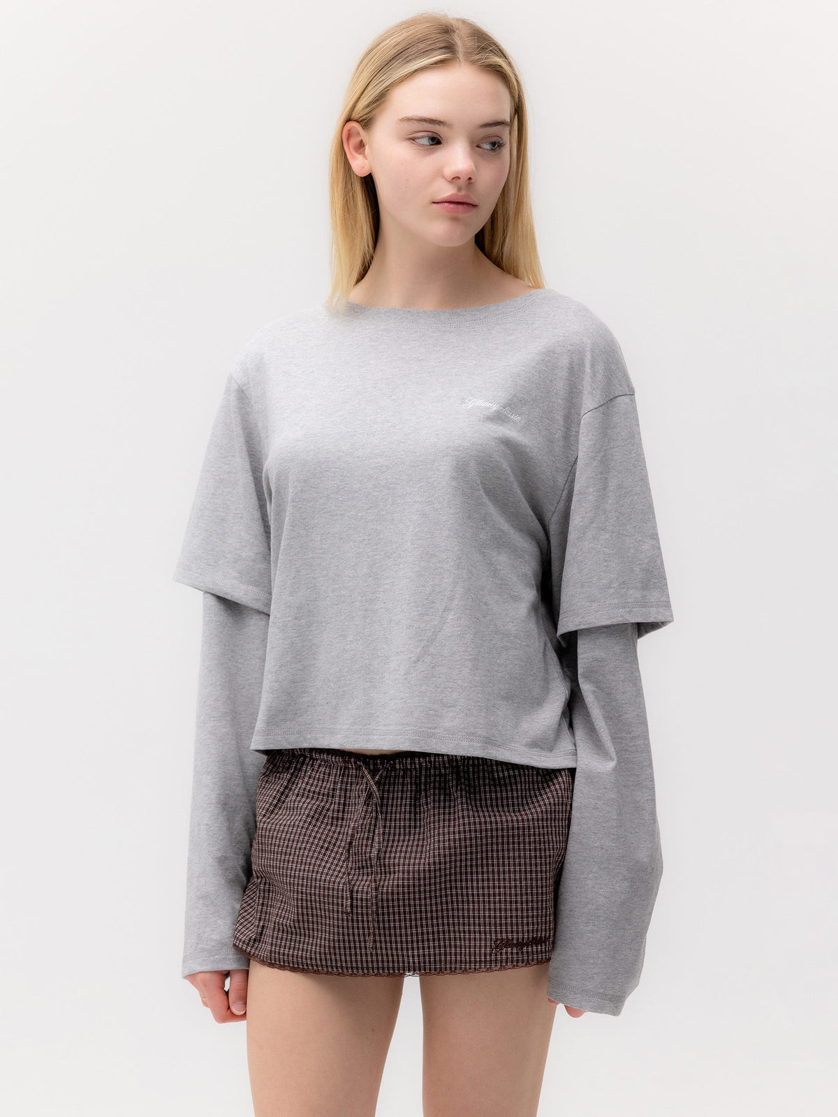 G DOUBLE SLEEVE LETTER TEE