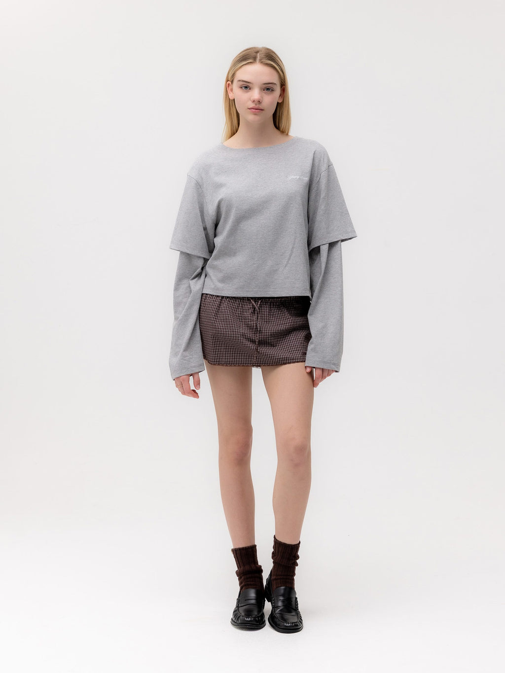 G DOUBLE SLEEVE LETTER TEE