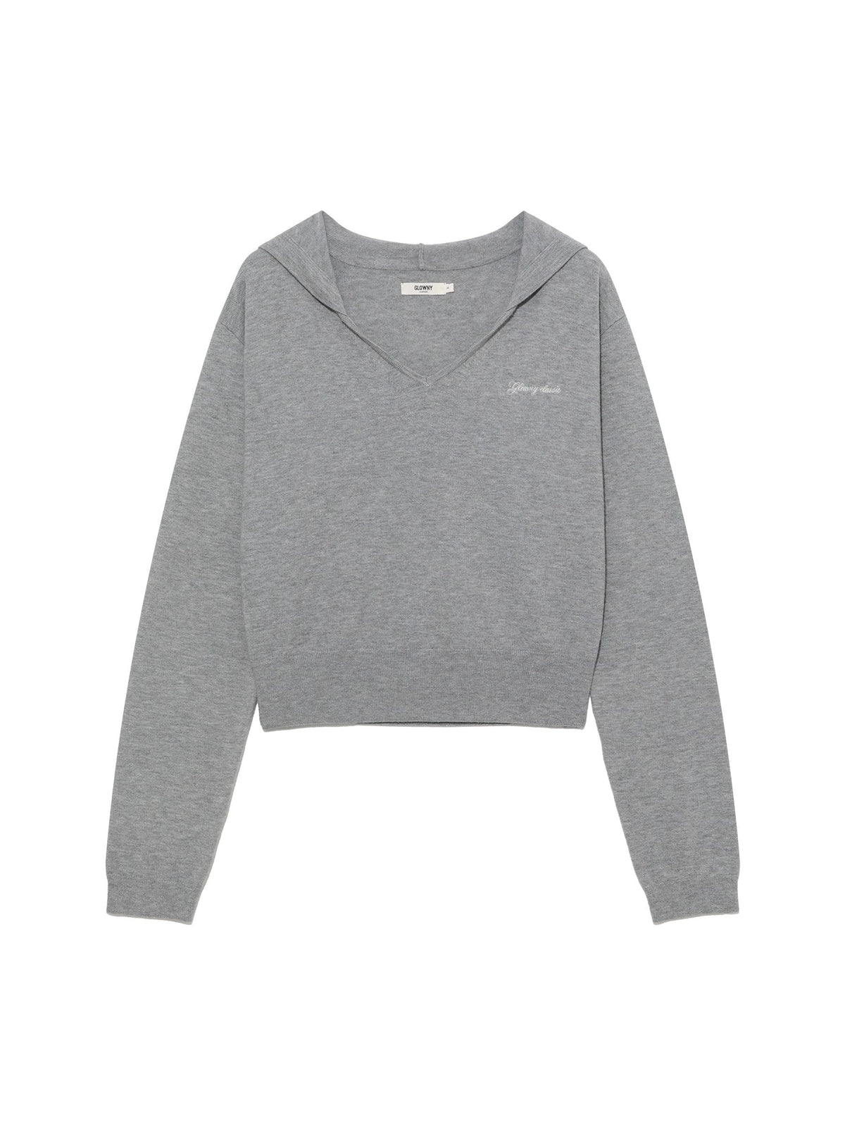 G HUG V-NECK KNIT HOODIE