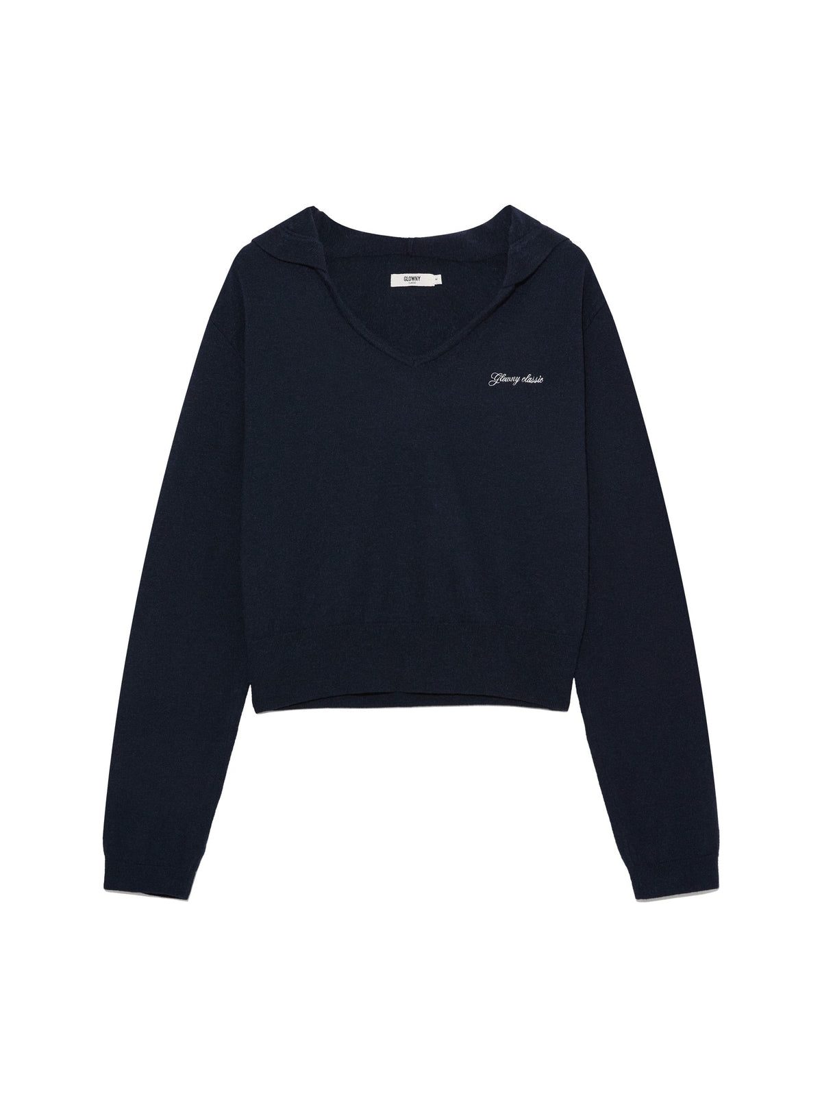 G HUG V-NECK KNIT HOODIE