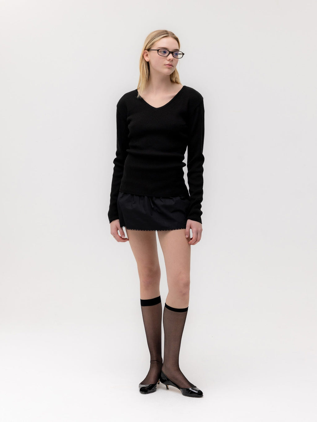 G CLASSIC RIB V-NECK KNIT