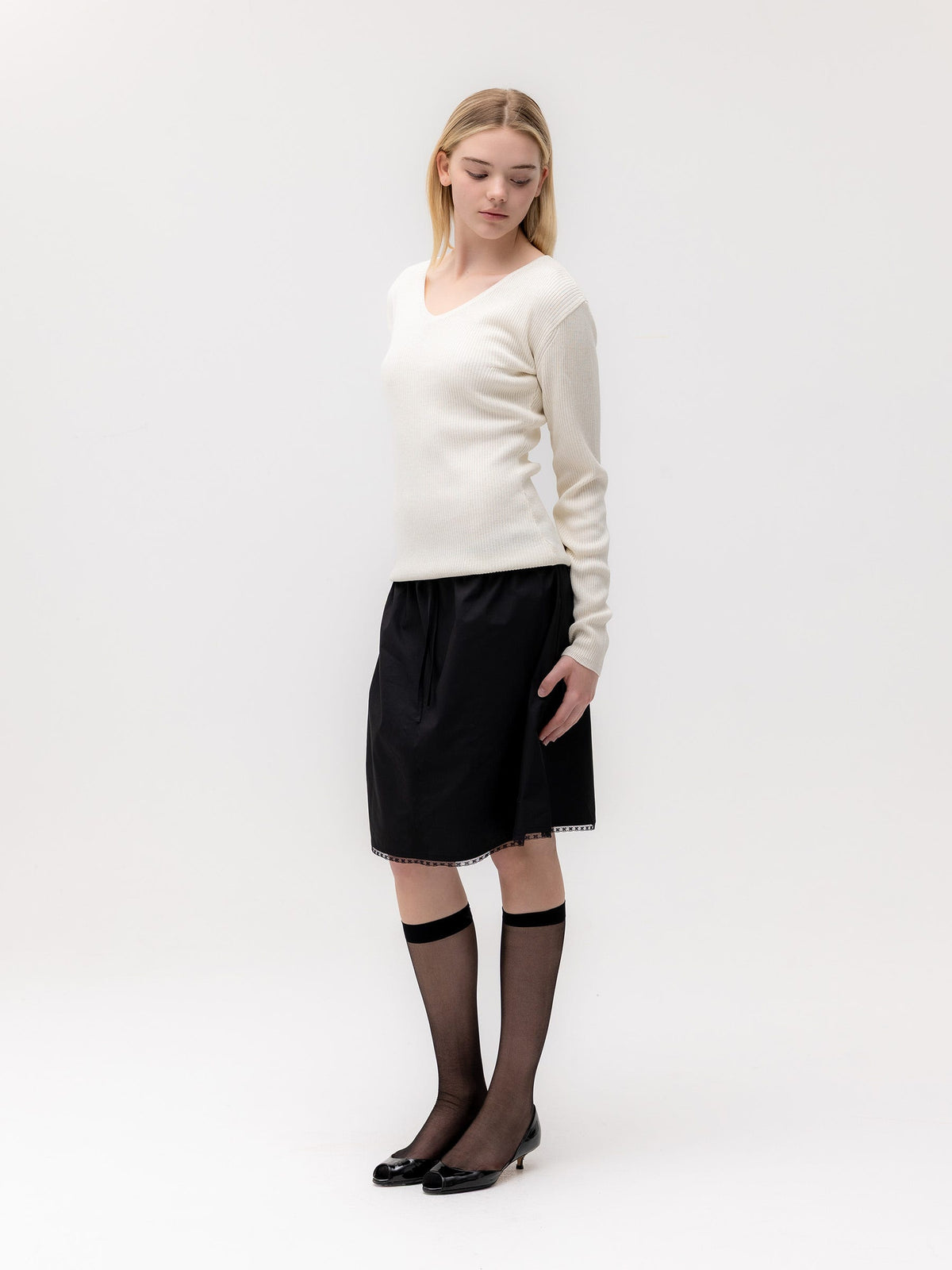 G CLASSIC RIB V-NECK KNIT