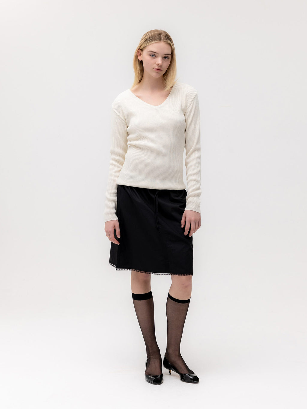 G CLASSIC RIB V-NECK KNIT
