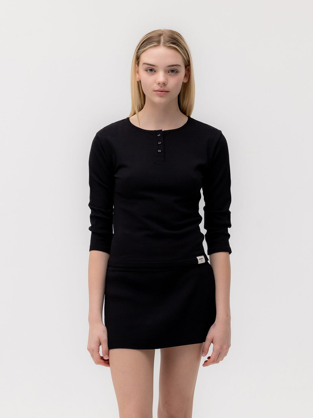3/4 BUTTON FLY KNIT TEE