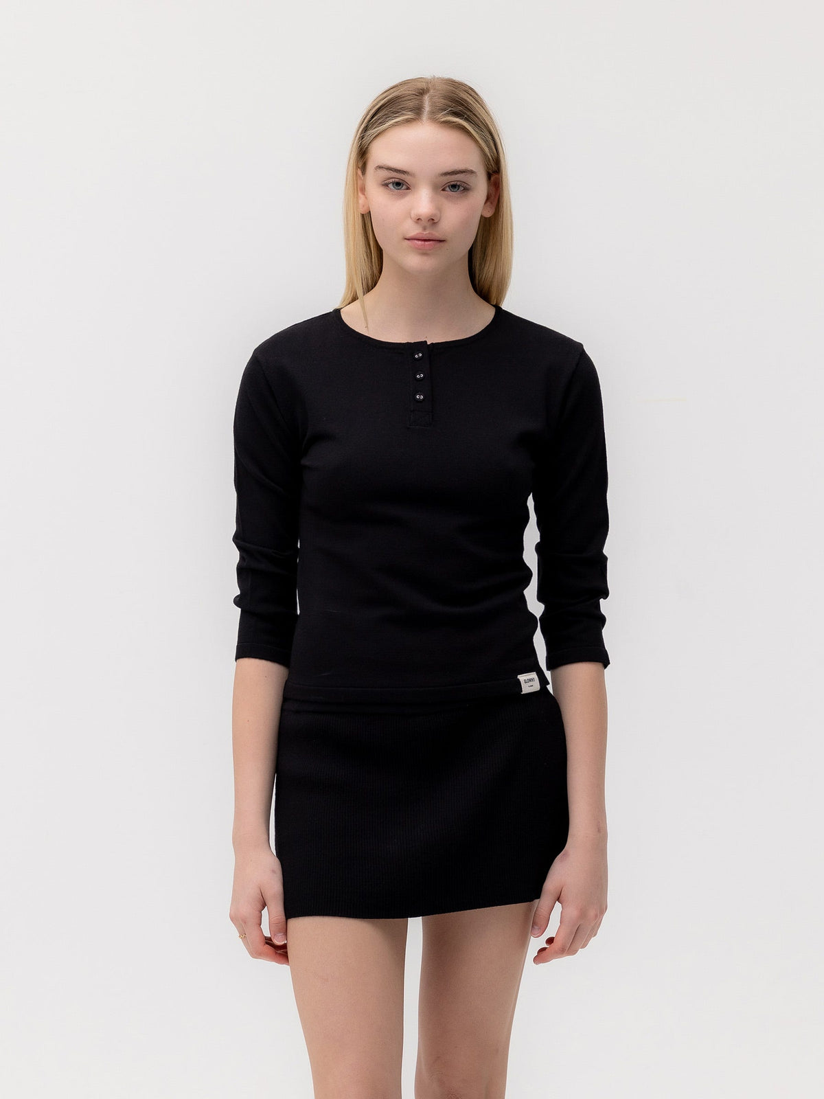 3/4 BUTTON FLY KNIT TEE