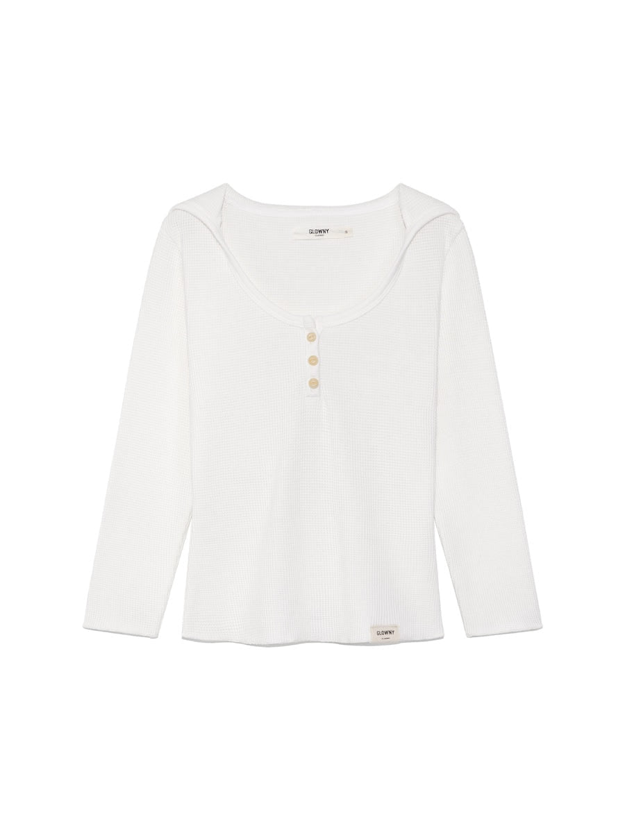 3/4 G WAFFLE BUTTON FLY TEE