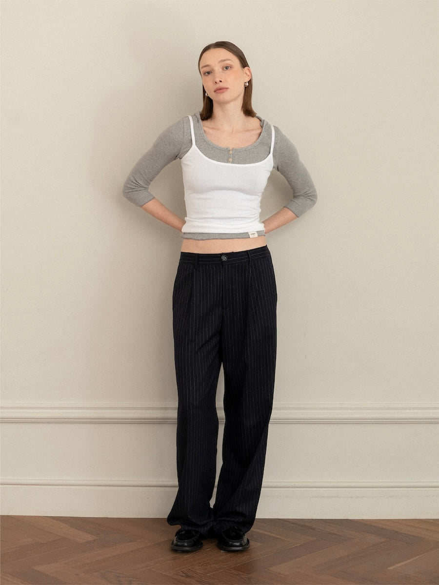 3/4 G WAFFLE BUTTON FLY TEE