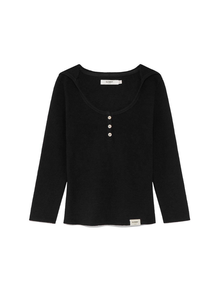 3/4 G WAFFLE BUTTON FLY TEE