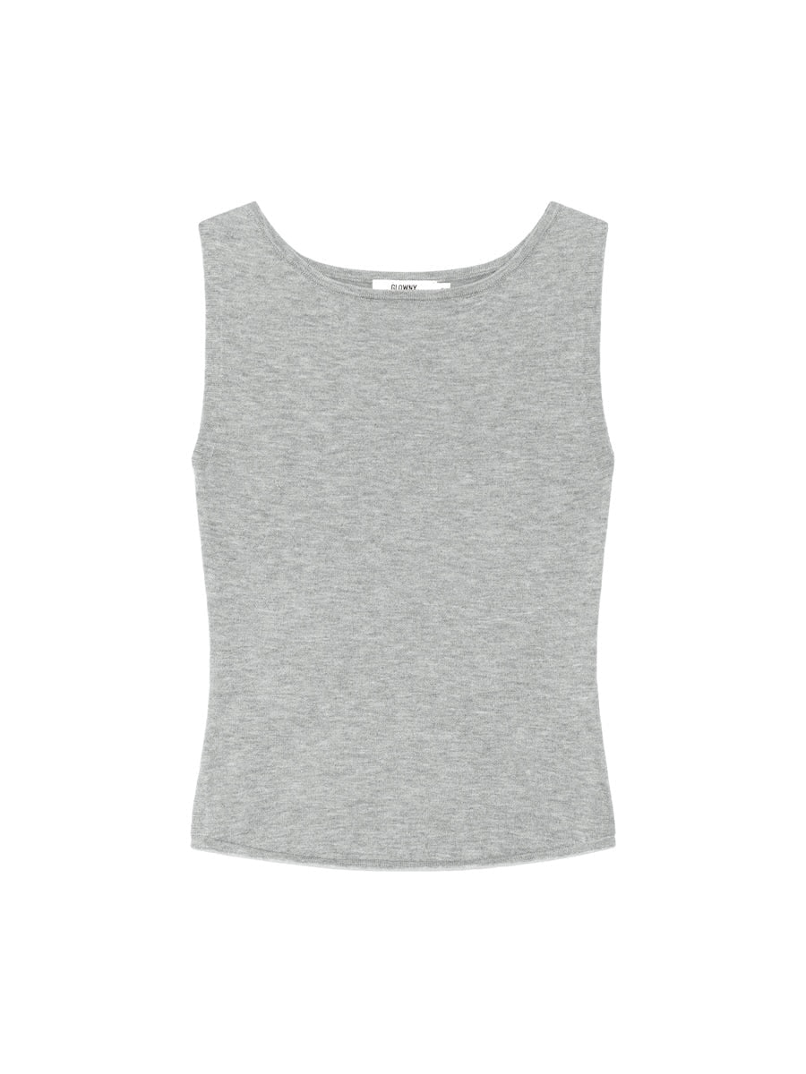 G KNIT SLIT SLEEVELESS TOP