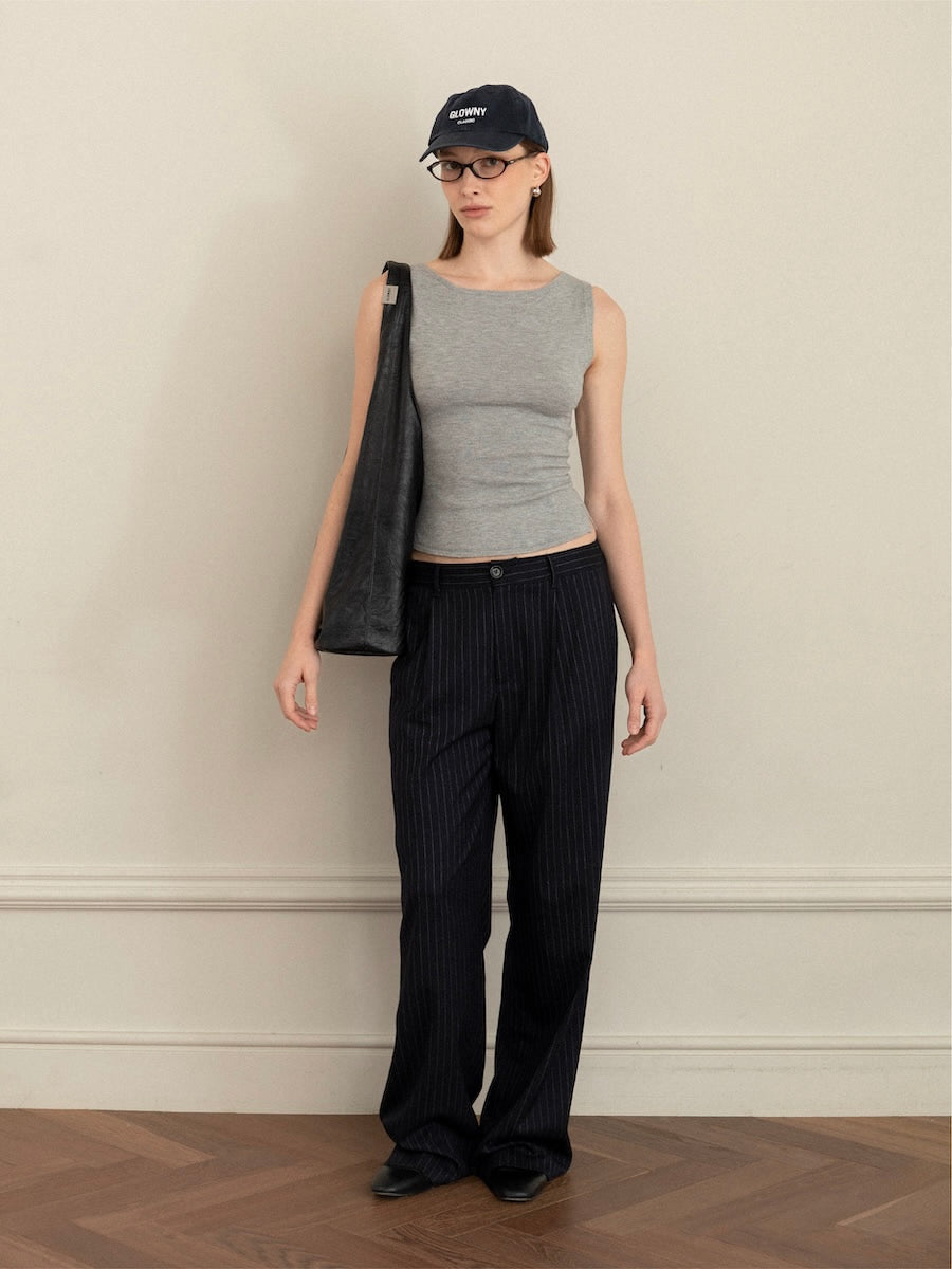 G KNIT SLIT SLEEVELESS TOP