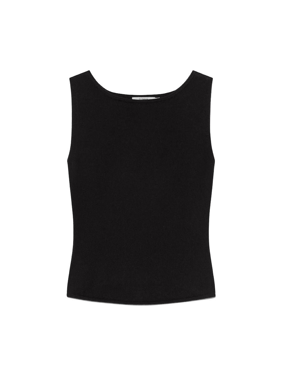 G KNIT SLIT SLEEVELESS TOP