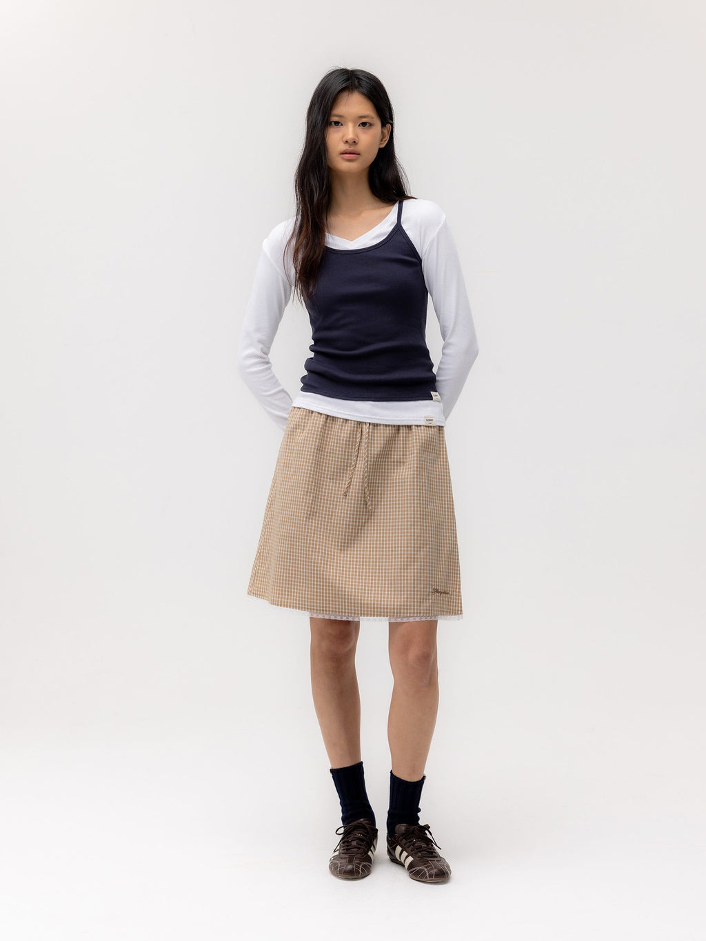 G CLASSIC LACE-UP MIDI SKIRT