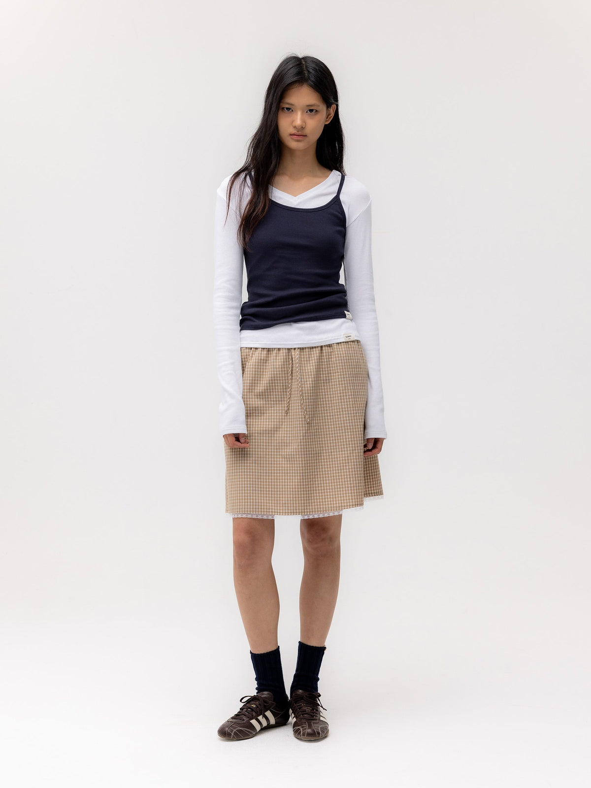G CLASSIC LACE-UP MIDI SKIRT