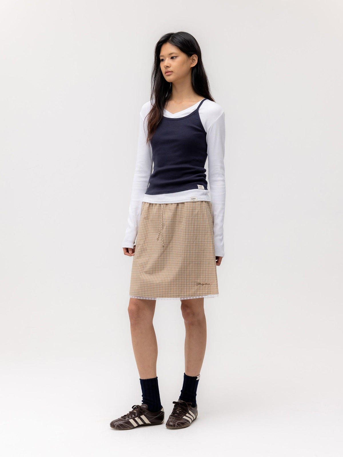 G CLASSIC LACE-UP MIDI SKIRT