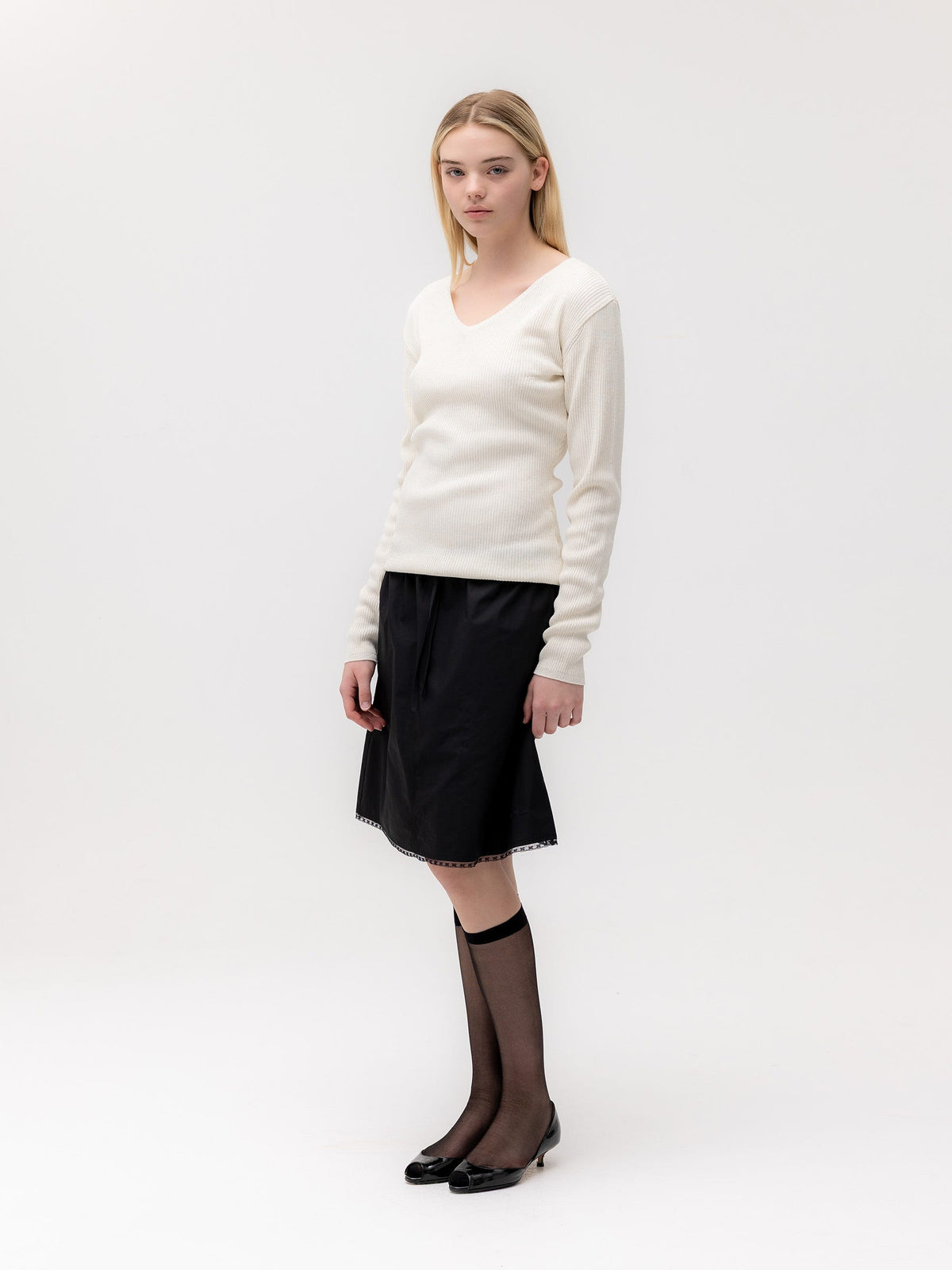 G CLASSIC LACE-UP MIDI SKIRT
