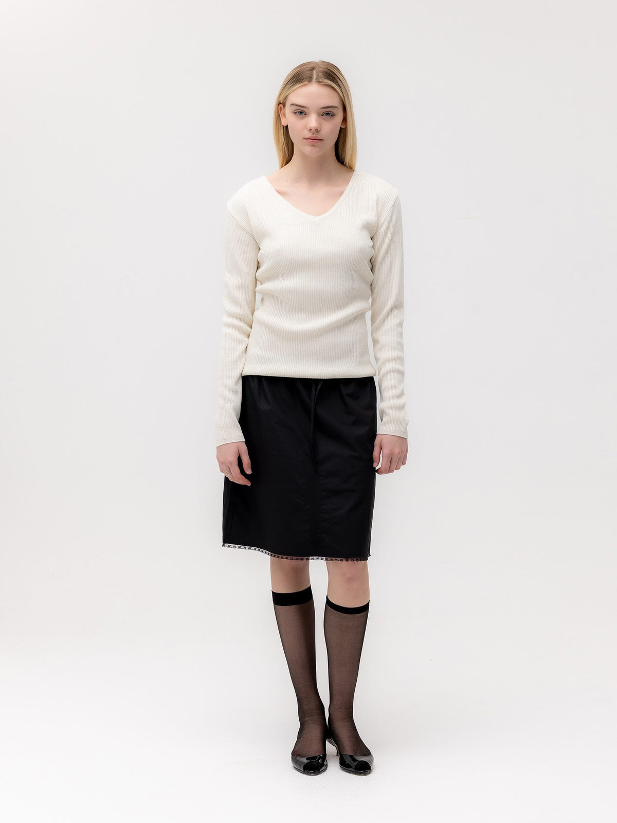 G CLASSIC LACE-UP MIDI SKIRT