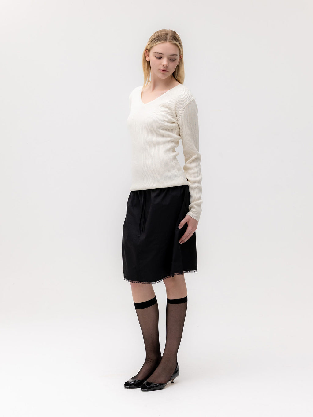 G CLASSIC LACE-UP MIDI SKIRT