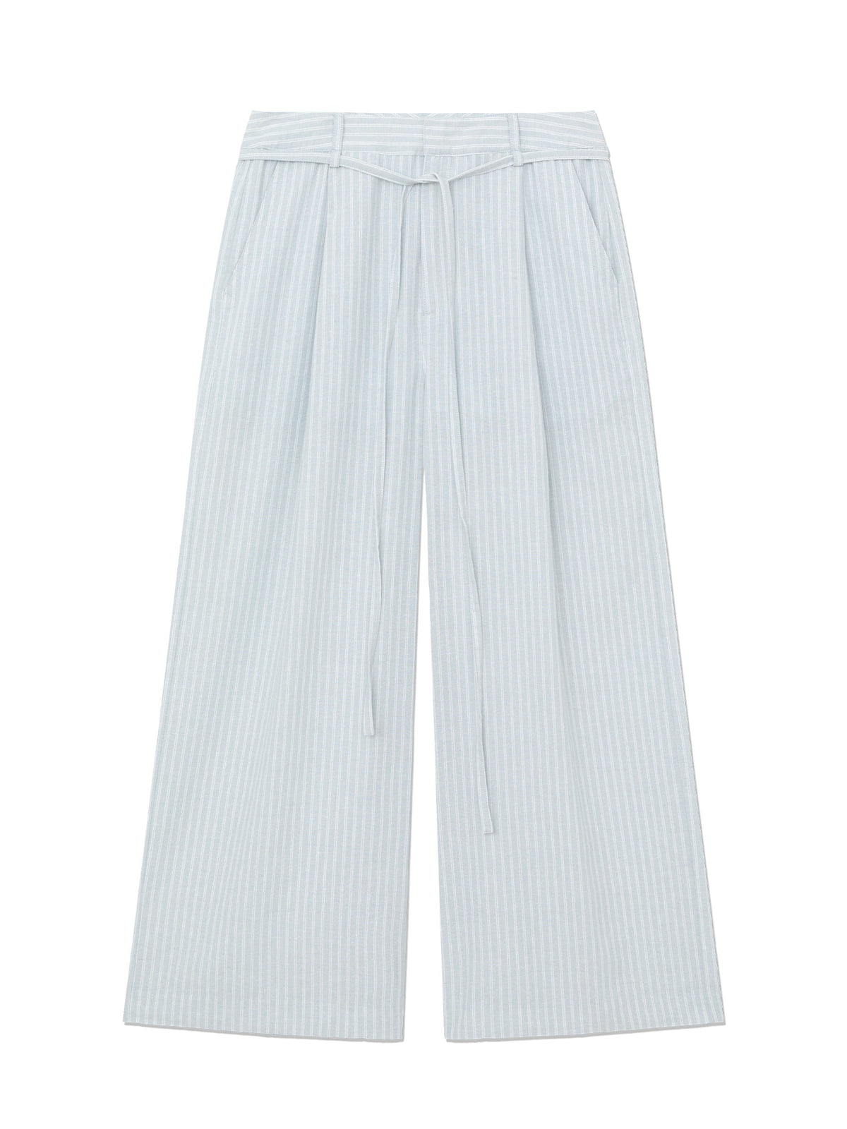 G BELTED LINEN WIDE PANTS