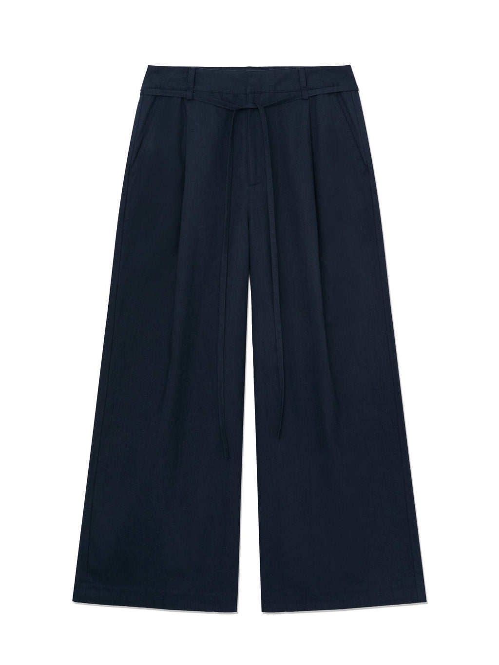 G BELTED LINEN WIDE PANTS