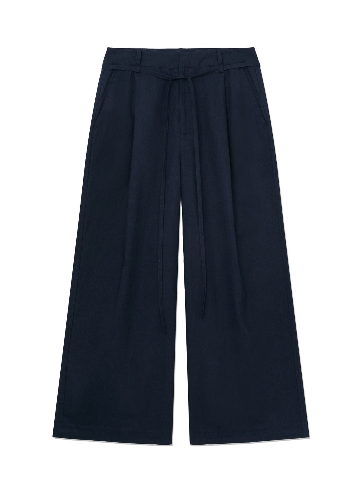 G BELTED LINEN WIDE PANTS