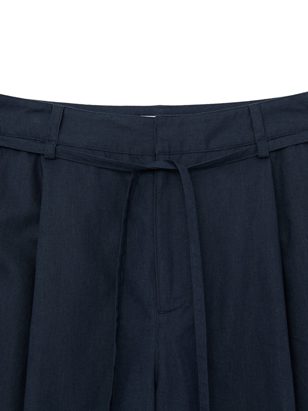 G BELTED LINEN WIDE PANTS