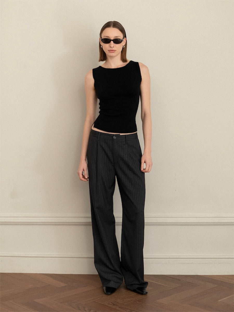 G GENTLE WIDE LEG PINSTRIPE PANTS