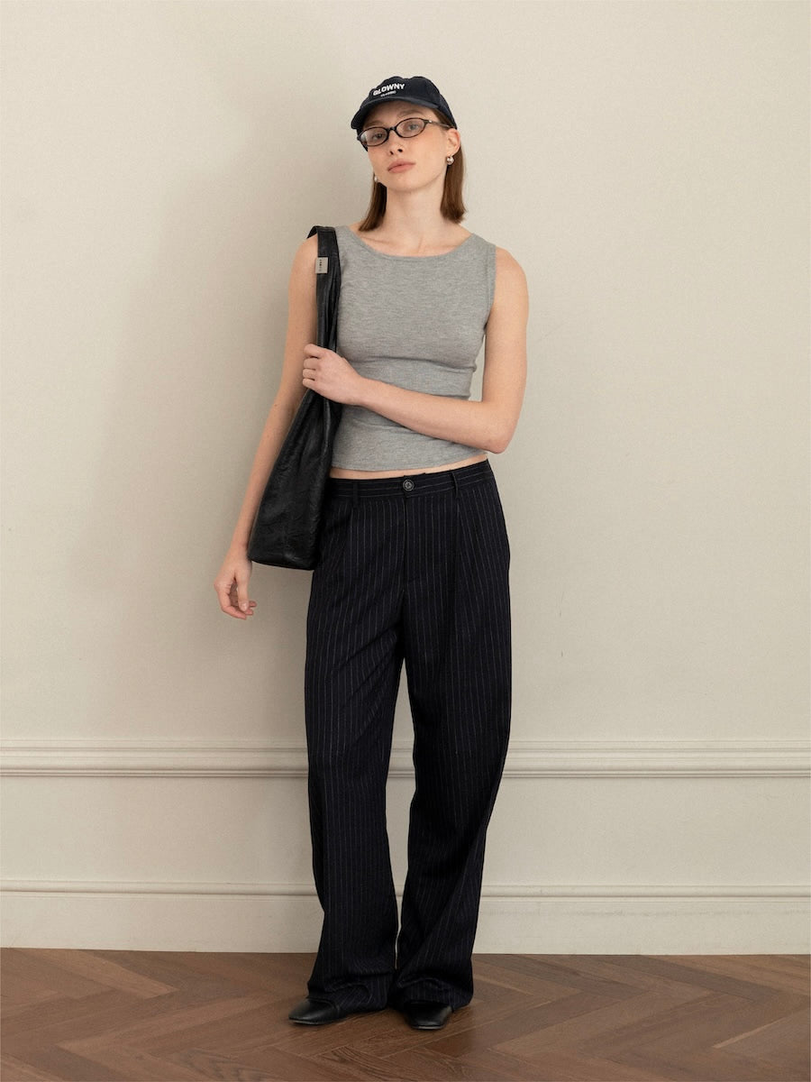 G GENTLE WIDE LEG PINSTRIPE PANTS