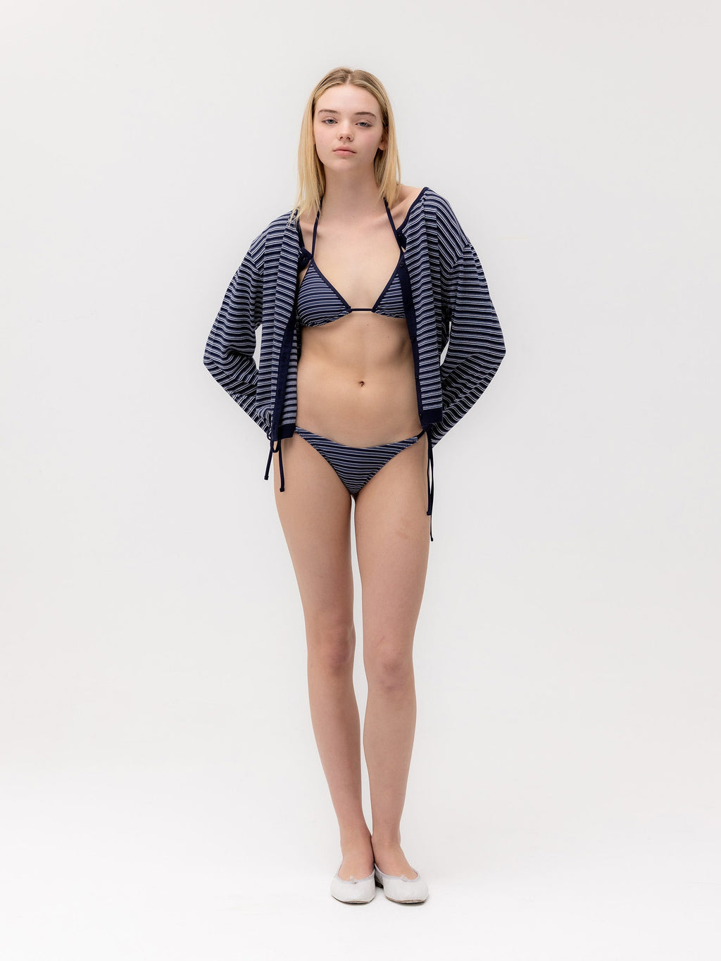 G ENCORE STRIPE BIKINI TOP