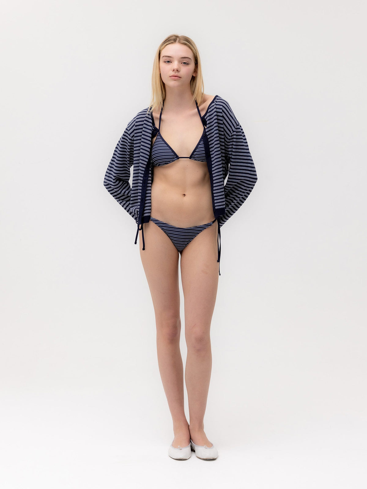 G ENCORE STRIPE BIKINI TOP