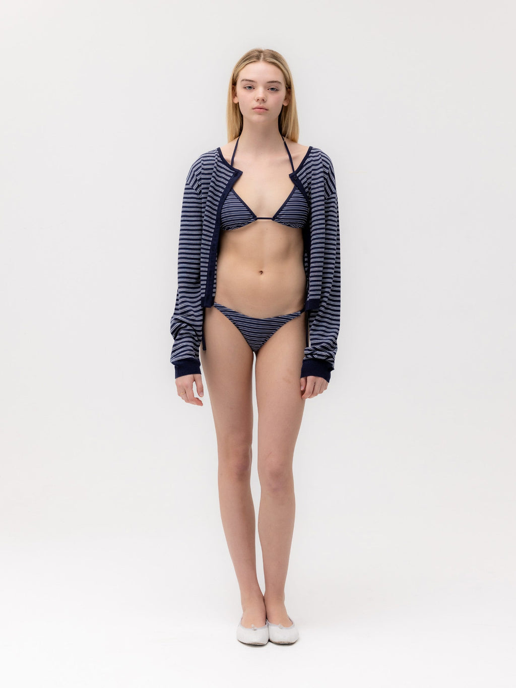 G ENCORE STRIPE BIKINI BOTTOM